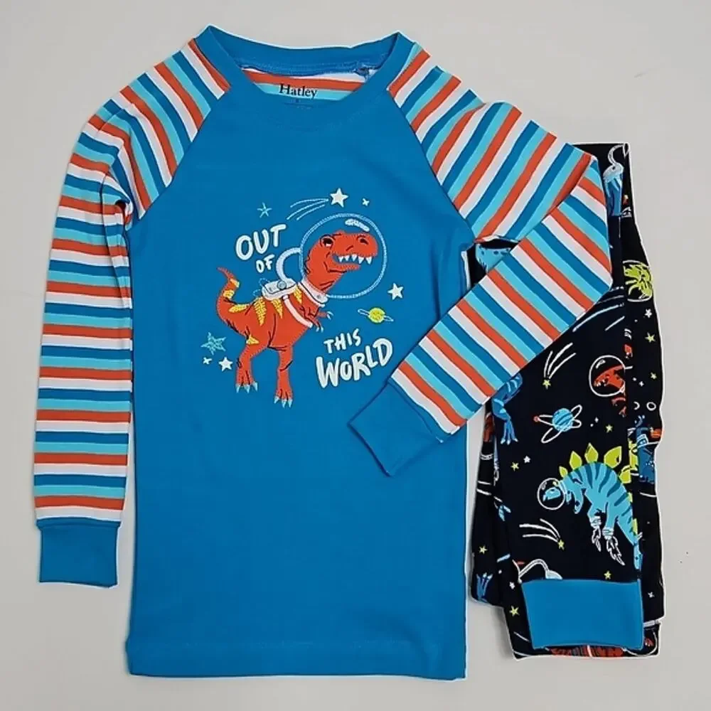 Hatley Space Dinos Glow In The‎ Dark Pajama Set | Kid's 8